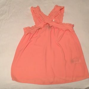 J Crew Peach Ruffle Tank